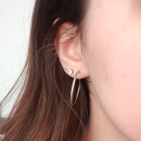 Boucles d'oreilles créoles en argent 925/000 rhodié. Créoles Rond  Adolescent Adulte Femme Fille Indémodable 