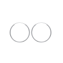 Boucles d'oreilles créoles en argent 925/000 rhodié. Créoles Rond  Adolescent Adulte Femme Fille Indémodable 