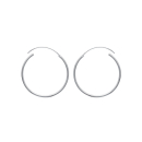 Boucles d'oreilles créoles en argent 925/000 rhodié. Créoles Rond  Adolescent Adulte Femme Fille Indémodable 