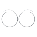 Boucles d'oreilles créoles en argent 925/000 rhodié. Créoles Rond  Adolescent Adulte Femme Fille Indémodable 