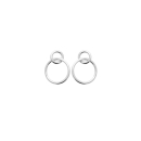 Boucles d'oreilles pendantes composées de deux cercles entrelacés en argent 925/000 rhodié. Cercle Pendantes Rond  Adolescent Adulte Femme Fille Indémodable 