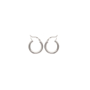 Boucles d'oreilles créoles en argent 925/000 rhodié. Créoles Rond  Adolescent Adulte Femme Fille Indémodable 