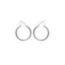 Boucles d'oreilles créoles en argent 925/000 rhodié. Créoles Rond  Adolescent Adulte Femme Fille Indémodable 