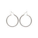 Boucles d'oreilles créoles en argent 925/000 rhodié. Créoles Rond  Adolescent Adulte Femme Fille Indémodable 
