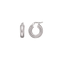 Boucles d'oreilles créoles en argent 925/000 rhodié. Créoles Rond  Adolescent Adulte Femme Fille Indémodable 