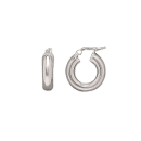 Boucles d'oreilles créoles en argent 925/000 rhodié. Créoles Rond  Adolescent Adulte Femme Fille Indémodable 