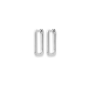 Boucles d'oreilles créoles en forme de maille en argent 925/000 rhodié. Créoles Pendantes Rectangle  Adolescent Adulte Femme Fille Indémodable 