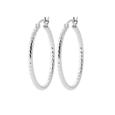 Boucles d'oreilles créoles fil tressé en argent 925/000 rhodié. Créoles Pendantes  Adolescent Adulte Femme Fille Indémodable 