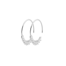 Boucles d'oreilles créoles avec laurier en argent 925/000 rhodié. Créoles Laurier  Adolescent Adulte Femme Fille Indémodable Nature Symboles 