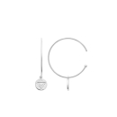 Boucles d'oreilles créoles avec pastilles en argent 925/000 rhodié. Créoles Pendantes Rond  Adolescent Adulte Femme Fille Indémodable 