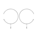 Boucles d'oreilles créoles avec pastilles en argent 925/000 rhodié. Créoles Pendantes Rond  Adolescent Adulte Femme Fille Indémodable 