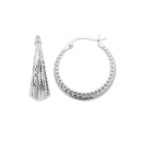 Boucles d'oreilles créoles en argent 925/000 rhodié. Créoles  Adolescent Adulte Femme Fille Indémodable 