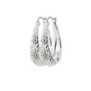 Boucles d'oreilles créoles en argent 925/000 rhodié. Créoles  Adolescent Adulte Femme Fille Indémodable 