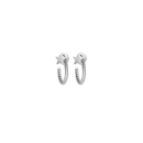 Boucles d'oreilles créoles ouvertes avec puces en forme d'étoile en argent 925/000 rhodié. Créoles Etoile Pendantes  Adolescent Adulte Femme Fille Indémodable Nature 