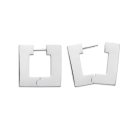 Boucles d'oreilles créoles de forme carré en argent 925/000 rhodié. Carré Créoles  Adolescent Adulte Femme Fille Indémodable 