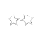 Boucles d'oreilles créoles en forme d'étoile en argent 925/000 rhodié. Créoles Etoile Pendantes  Adolescent Adulte Femme Fille Indémodable Nature 