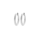 Boucles d'oreilles créoles avec motifs de branche de laurier en argent 925/000 rhodié. Créoles Laurier  Adolescent Adulte Femme Fille Indémodable Nature 