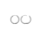 Boucles d'oreilles créoles avec motifs de branche de laurier en argent 925/000 rhodié. Créoles Laurier  Adolescent Adulte Femme Fille Indémodable Nature 