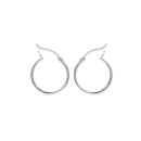 Boucles d'oreilles créoles en argent 925/000 rhodié.<br/>Fil rond. Créoles Rond  Adolescent Adulte Femme Fille Indémodable 