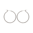 Boucles d'oreilles créoles en argent 925/000 rhodié.<br/>Fil rond. Créoles Rond  Adolescent Adulte Femme Fille Indémodable 