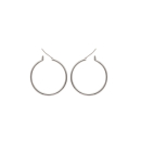 Boucles d'oreilles créoles en argent 925/000 rhodié.<br/>Fil rond. Créoles Rond  Adolescent Adulte Femme Fille Indémodable 