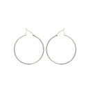 Boucles d'oreilles créoles en argent 925/000 rhodié.<br/>Fil rond. Créoles Rond  Adolescent Adulte Femme Fille Indémodable 