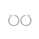 Boucles d'oreilles créoles en argent 925/000 rhodié.<br/>Fil rond. Créoles Rond  Adolescent Adulte Femme Fille Indémodable 