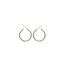 Boucles d'oreilles créoles en argent 925/000 rhodié.<br/>Fil rond. Créoles Rond  Adolescent Adulte Femme Fille Indémodable 