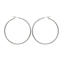 Boucles d'oreilles créoles en argent 925/000 rhodié.<br/>Fil rond. Créoles Rond  Adolescent Adulte Femme Fille Indémodable 