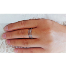 Bague double ligne avec signe infini en acier argenté et deux cristaux sertis clos en verre. Infini  Adolescent Adulte Femme Fille Indémodable Symboles 