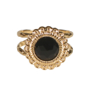 Bague en forme de fleur en acier doré surmontée d'une véritable pierre d'agate.<br/>Taille ajustable. Rond  Adolescent Adulte Femme Fille Fleurs Indémodable Nature 