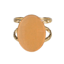 Bague de forme ovale en acier doré surmontée d'une véritable pierre de soleil.<br/>Taille ajustable. Ovale  Adolescent Adulte Femme Fille Indémodable 