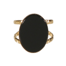 Bague de forme ovale en acier doré surmontée d'une véritable pierre d'agate.<br/>Taille ajustable. Ovale  Adolescent Adulte Femme Fille Indémodable 