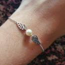 Bracelet ailes en argent 925/000 rhodié et oxyde de zirconium. Ailes Perle  Adolescent Adulte Femme Fille Indémodable 