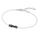 Bracelet Tiki en argent 925/000 rhodié et onyx. Tiki  Adolescent Adulte Femme Fille Indémodable Symboles 