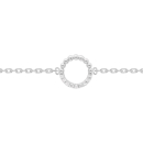 Bracelet composé d'une chaîne et d'un cercle en argent 925/000 rhodié pavé pour moitié d'oxydes de zirconium blancs.<br/>Fermoir anneau de ressort avec anneaux de rappel à 15 et 17 cm. Cercle Rond Strass  Adolescent Adulte Femme Fille Indémodable 