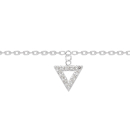 Bracelet composé d'une chaîne en argent 925/000 rhodié et d'un pendant en forme de triangle pavé d'oxydes de zirconium blancs.<br/>Fermoir anneau ressort avec anneaux de rappel à 15 et 17 cm. Strass Triangle  Adolescent Adulte Femme Fille Indémodable 