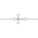 Bracelet composé d'une chaîne en argent 925/000 rhodié et d'une croix pavée d'oxydes de zirconium blancs.<br/>Fermoir anneau ressort avec anneau de rappel à 16 et 16 cm.
 Croix Strass  Adolescent Adulte Femme Fille Indémodable Religion 
