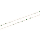 Bracelet composé d'une chaîne en argent 925/000 rhodié et de cinq oxydes de zirconium de couleur vert sertis clos.<br/>Fermoir anneau ressort avec 3 cm de rallonge. Rond Strass  Adolescent Adulte Femme Fille Indémodable 