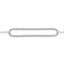 Bracelet composé d'une chaîne en argent 925/000 rhodié et d'un cercle ovale pavé d'oxydes de zirconium blancs.<br/>Fermoir anneau ressort avec anneaux de rappel à 15 et 17 cm. Ovale Strass  Adolescent Adulte Femme Fille Indémodable 