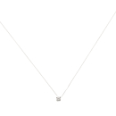 Collier en argent 925/000 rhodié, solitaire en oxyde de zirconium griffé et fil nylon.  Adolescent Adulte Femme Fille Indémodable 