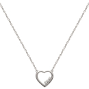 Collier en argent 925/000 rhodié et oxyde de zirconium. Coeur  Adulte Amour Femme Indémodable 