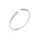 Bracelet jonc rigide Couronne de laurier en argent 925/000 rhodié et oxyde de zirconium. Jonc Laurier Rigide  Adolescent Adulte Femme Fille Indémodable Symboles 