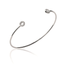 Bracelet jonc rigide en argent 925/000 rhodié et oxyde de zirconium. Jonc Rigide Rond  Adolescent Adulte Femme Fille Indémodable 