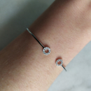 Bracelet jonc rigide en argent 925/000 rhodié et oxyde de zirconium. Jonc Rigide Rond  Adolescent Adulte Femme Fille Indémodable 