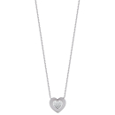 Collier avec pendentif cœur en argent 925/000 rhodié et oxydes de zirconium. Coeur Strass  Adolescent Adulte Amour Femme Fille Indémodable 