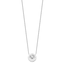 Collier avec pendentif motif étoile en argent 925/000 rhodié et oxyde de zirconium. Etoile Rond  Adolescent Adulte Femme Fille Indémodable Nature 