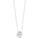 Collier avec pendentif feuille en argent 925/000 rhodié et monté d'un oxyde de zirconium serti clos de forme ronde.<br/>Fermoir mousqueton avec anneaux de rappel à 40, 42 et 45 cm. Feuille  Adolescent Adulte Femme Fille Indémodable Nature 