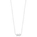 Collier avec pendentif branche et feuilles en argent 925/000 rhodié et oxydes de zirconium.<br/>Fermoir mousqueton avec anneaux de rappel à 40, 42 et 45 cm. Feuille Strass  Adolescent Adulte Femme Fille Indémodable Nature 
