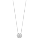Collier composé d'une chaîne en argent 925/000 rhodié et d'un pendentif pastille ronde avec motifs d'étoiles gravées en argent 925/000 rhodié surmontée d'un oxyde de zirconium blanc.<br/>Fermoir mousqueton avec anneaux de rappel à 40, 42 et 45 cm. Etoile Rond  Adolescent Adulte Femme Fille Indémodable Nature 